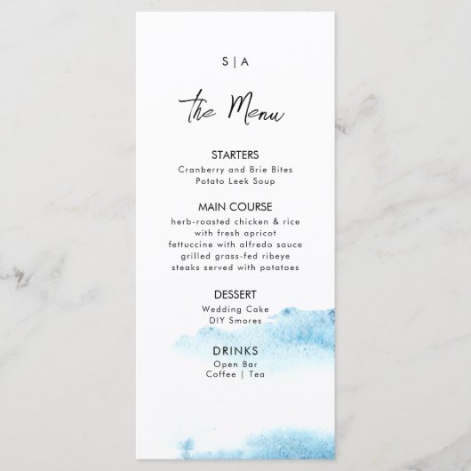 Flat Menu for a Modern Wedding.  メニュー (正面)
