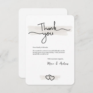 Flat Minimalistic Thank You Card With Hearts サンキューカード