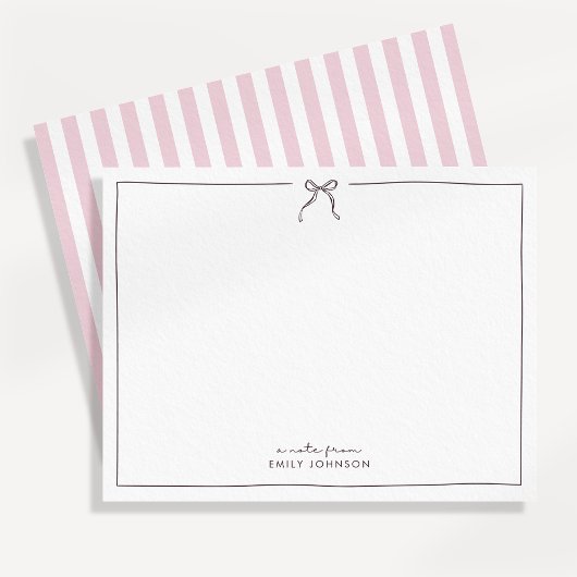 Flat Noteカードからストライプのノートをピンク、ブラウン、および 招待状
