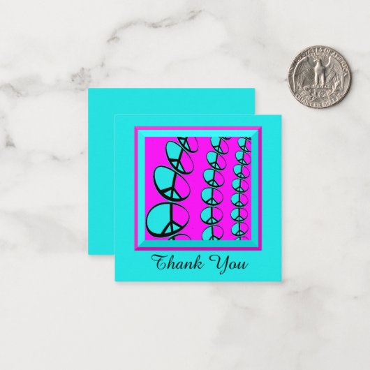 Flat Peace Signs Thank You Cards ノートカード (正面/裏面インサイチュ)