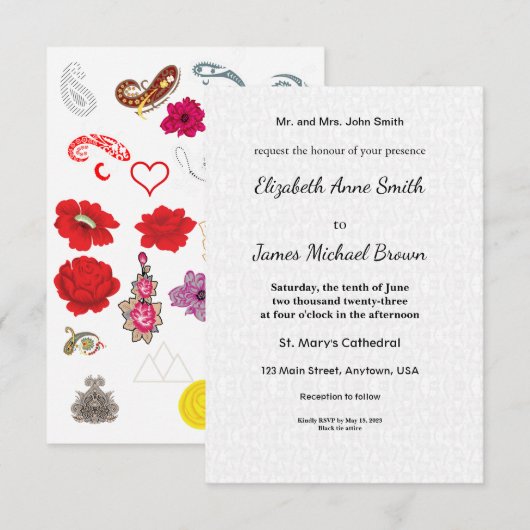 Flat Save Date Cards Floral Wedding Invite セーブザデート (正面/裏面)