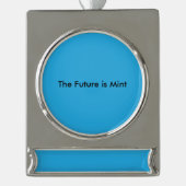 Flat Sky Blue Background for Web & Print シルバープレートバナーオーナメント (正面)