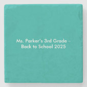 Flat Teal Background – Back-to-School Texture ストーンコースター (正面)