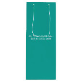 Flat Teal Background – Back-to-School Texture ワインギフトバッグ (正面)