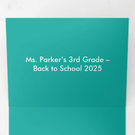 Flat Teal Background – Back-to-School Texture 三つ折りカード