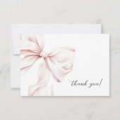 Flat Thank You Card Pink Bow With Photo サンキューカード (裏面)