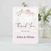 Flat Thank You Card Soft Pink Roses Wedding  サンキューカード (スタンド正面)
