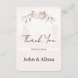 Flat Thank You Card Soft Pink Roses Wedding  サンキューカード