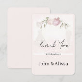 Flat Thank You Card Soft Pink Roses Wedding  サンキューカード (正面/裏面)