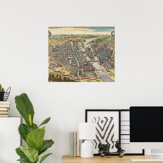 Flat vintage map of paris ポスター (ホームオフィス)