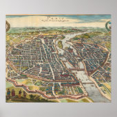 Flat vintage map of paris ポスター (正面)