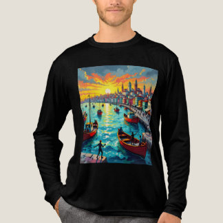 flat waves, crowds, boats, city トライブレンドＴシャツ