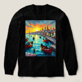 flat waves, crowds, boats, city トライブレンドＴシャツ (デザイン正面)