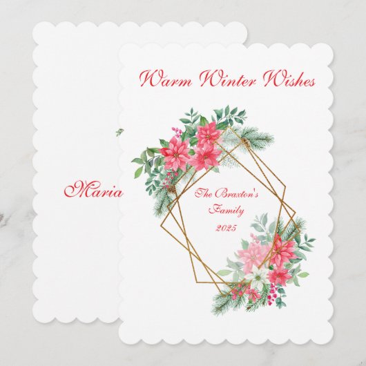 Flat Xmas Botanical Personalised Card シーズンカード (正面/裏面)