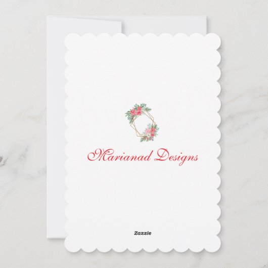 Flat Xmas Botanical Personalised Card シーズンカード (裏面)