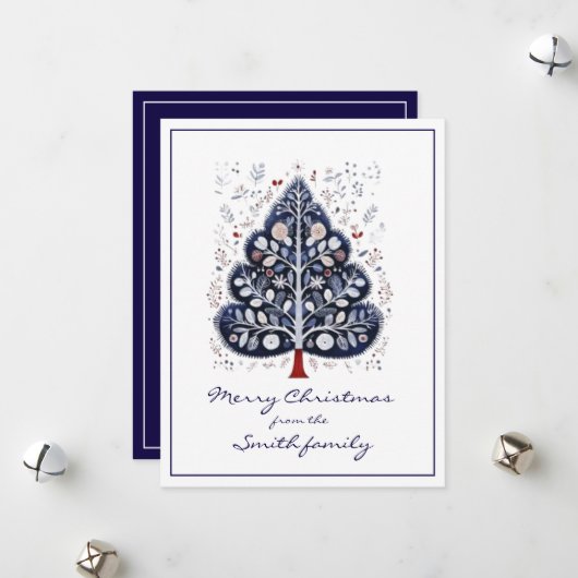 Flat Xmas Card - Scandinavian Christmas Tree シーズンカード (正面/裏面インサイチュ)