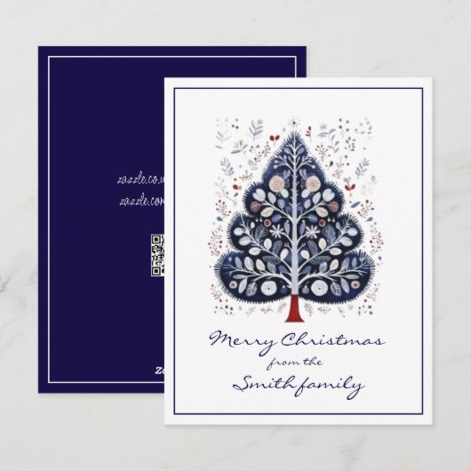 Flat Xmas Card - Scandinavian Christmas Tree シーズンカード (正面/裏面)