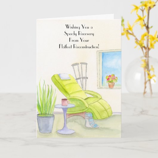 Flatfoot Reconstruction Recovery Crutches & Boot カード (黄色い花)