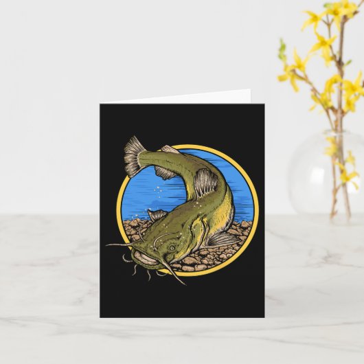 Flathead Catfish Fishing  カード (黄色い花)