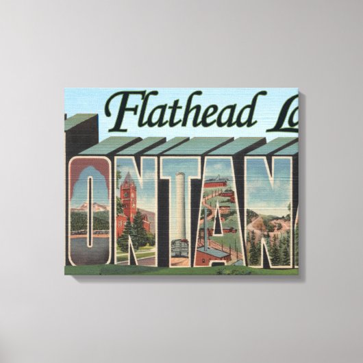 Flathead Lake, Montana – ラージレターシーン キャンバスプリント (正面)