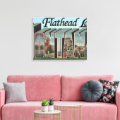 Flathead Lake, Montana – ラージレターシーン キャンバスプリント (インサイチュ (リビング))