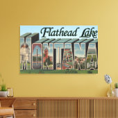 Flathead Lake, Montana – ラージレターシーン キャンバスプリント (インサイチュ (リビング))