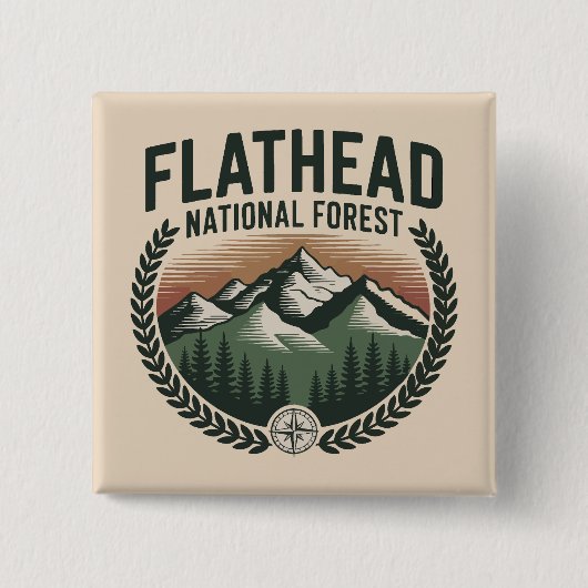 Flathead National Forest Montana Wilderness 缶バッジ (正面)