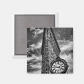 Flatiron建物とClock in Black and White マグネット (正面/裏面)