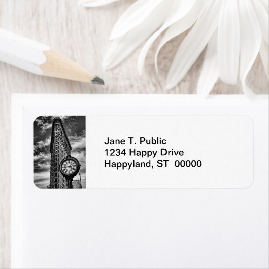 Flatiron建物とClock in Black and White ラベル (インサイチュ)