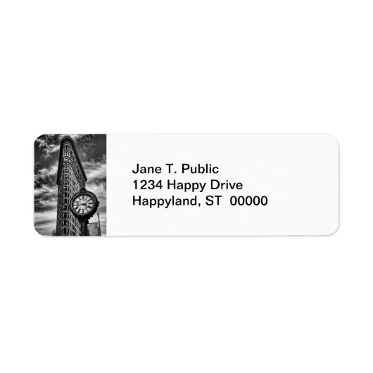 Flatiron建物とClock in Black and White ラベル (正面)