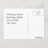 Flatiron Bldgの赤い勾配、赤いGrnのリボンのクリスマス シーズンポストカード (裏面)