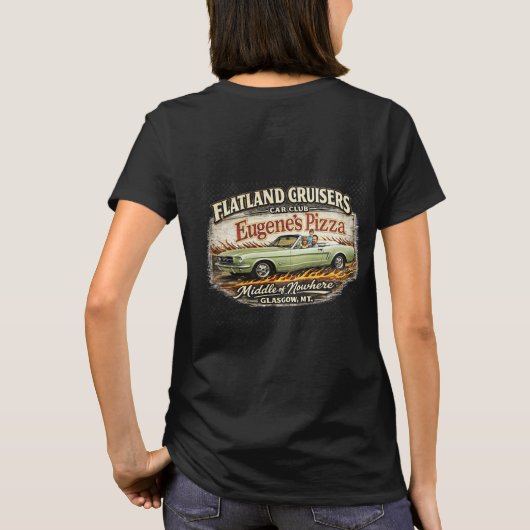 Flatland Cruisers Car Club–Eugene's Pizza Tシャツ (裏面)