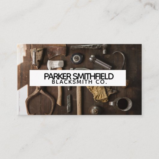 Flatlayの素朴な鍛治屋の自動建物用具 名刺 (正面)