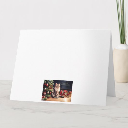 Flauschige Katze mit Weihnachtsbaum カード (裏面)