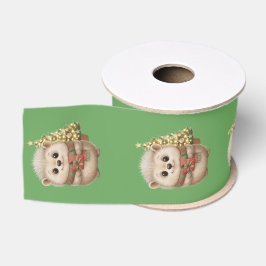 Flauschiger Igel Grünband Motiv グログランリボン