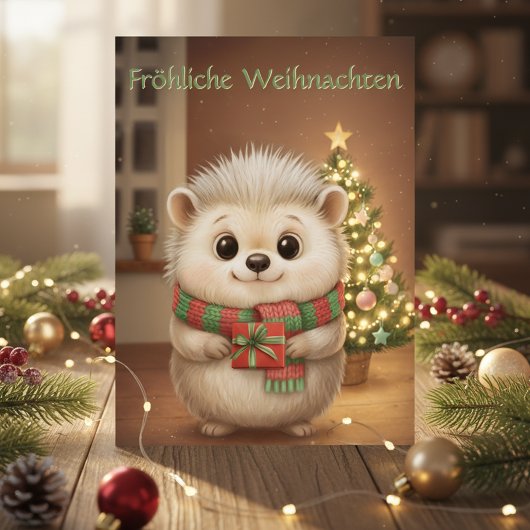 Flauschiger Igel mit Geschenkzauber カード