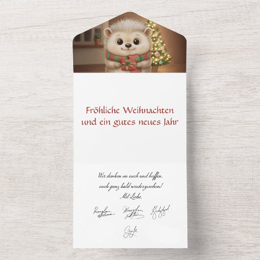 Flauschiger Igel mit Tannenbaum Motiv オールインワン招待状