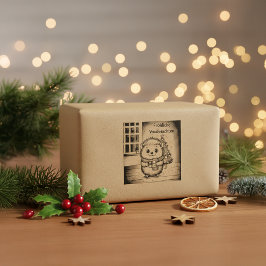 flauschiger igel mit weihnachtsgruß ラバースタンプ