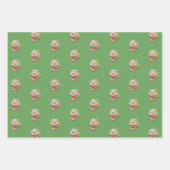 Flauschiger Igel Winterfarben Grün Rot Weiß ラッピングペーパーシート (正面2)