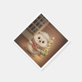 Flauschiger Niko mit Tannenlicht スタンダードカクテルナプキン (角)