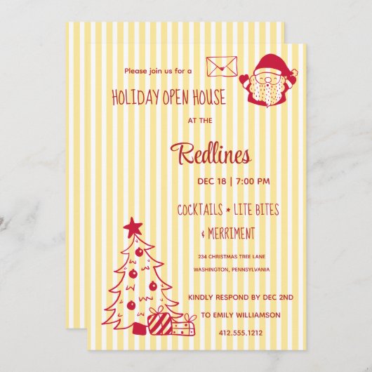 Flavescent stripped Holiday Open House  招待状 (正面/裏面)