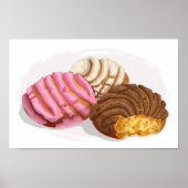 Flavored Conchas Pan Dulce Pink, Choco & Vanilla ポスター (正面)