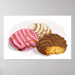 Flavored Conchas Pan Dulce Pink, Choco & Vanilla ポスター