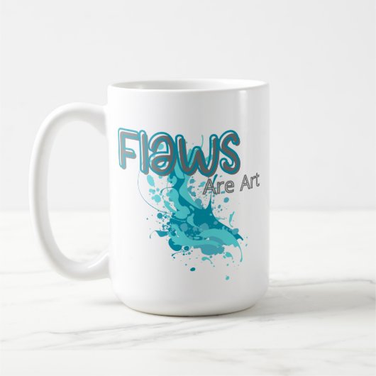 Flaws Are Art – Inspirational Abstract Splash Blue コーヒーマグカップ (左)