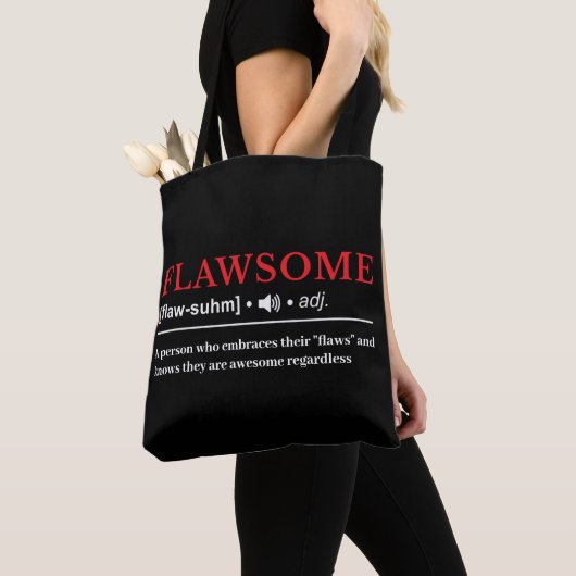 Flawsome – カスタマイズ可能な定義 トートバッグ (クローズアップ)