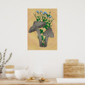 Flaxポスター付きグレーマッシュルームプリント ポスター (キッチン)