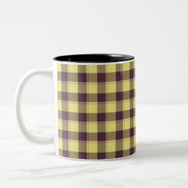 Flax and Livid Brown Plaid Yellow ツートーンマグカップ