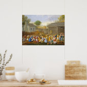 Flax Scutching Bee, 1885 (ベッドの油チッキング) ポスター (キッチン)