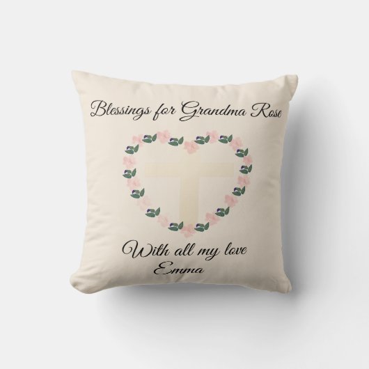 Fldoral Heart Blessing for a Beloved Grandma クッション (正面)