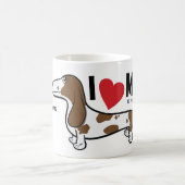 FLDR "私は私の"滑らかなPiebaldのダックスフントのマグを愛します コーヒーマグカップ (中央)